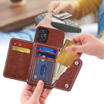 Asuwish Phone Case for Motorola Moto G Power 5G 2023 Wallet Cover with Tempered Glass Screen Protector Credit Card Holder Crossbody Strap Stand Leather Cell Accessories GPower G5 Women Men Slot Brown