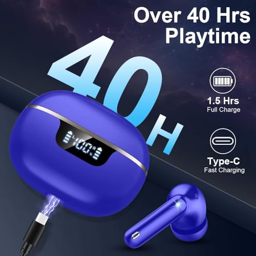 Wireless Earbuds, Bluetooth 5.4 Headphones 50H Playtime Ear Buds Earphones - color: Blue