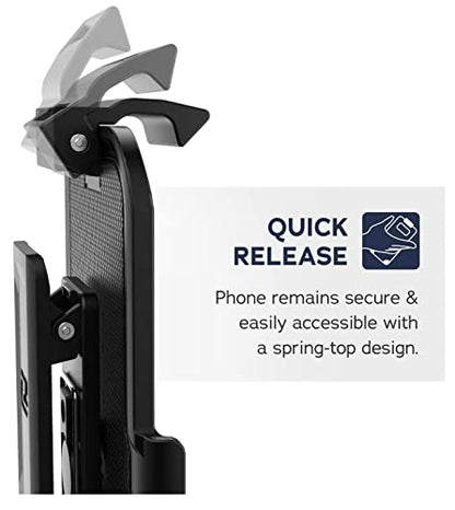 Encased Falcon Designed for Samsung Galaxy S21 FE Belt Clip Case, Full Body Protective Phone Case with Holster (Black) - size: S21 FE