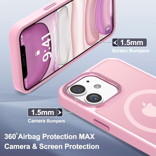 Newfuture Magnetic for iPhone 11 Case Matte Shockproof, Chalk Pink | Military Drop Protection, Slim Matte Anti-Fingerprint, Compatible with Magsafe, Camera Guard, Translucent Protective Cover - color: Chalk Pink, size: iPhone 11 6.1inch