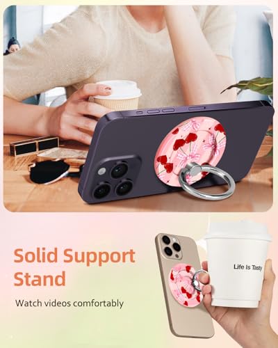 Lotadilo Magnetic Phone Ring Holder, Cute Phone Grip Stand, PK Cherry - color: PK Cherry