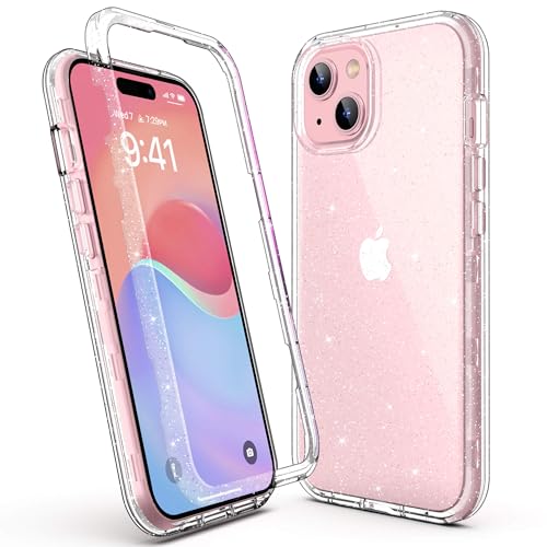 ULAK Compatible with iPhone 15 Plus Case Clear Glitter | Heavy Duty Dual Layer Shockproof Protection Women Sparkly Transparent Protective Phone Cover for iPhone 15 Plus 6.7 inch - color: Clear Glitter