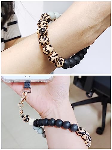 VICHUNHO Marble Silicone Beaded Phone Wrist Strap - color: Leopard Print