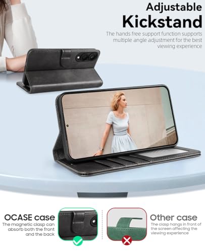 OCASE Compatible with Galaxy S25 Edge Wallet Case, PU Leather Flip Folio Case with Card Holders RFID Blocking Kickstand [Shockproof TPU Inner Shell] Protective Phone Cover 2025, Graphite - color: Graphite, size: Samsung Galaxy S25 Edge