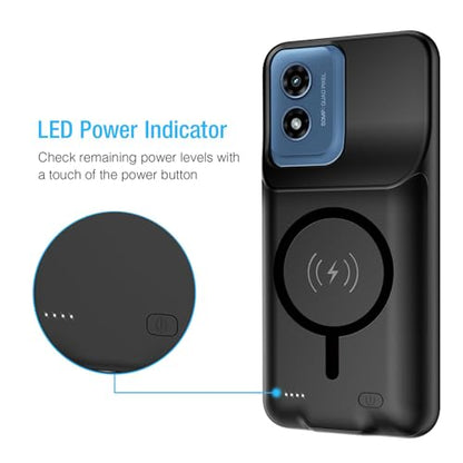 Battery Case for Moto G Play 2024,10000mAh Portable Protective Wireless Charging Case Support Carplay Compatible with Moto G Play 2024 (6.5 inches) Rechargeable Extended Battery Charger Cover (Black) - size: for Moto G Play 2024