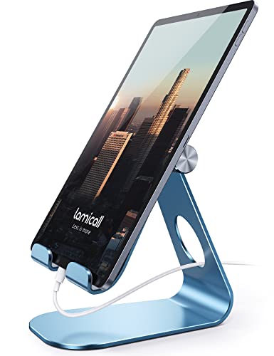 Lamicall iPad Stand Adjustable Tablet Holder, Sturdy Aluminum, Multi-Angle - color: Blue