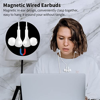 APETOO Wired Earbuds in-Ear Headphones 3.5mm Jack for Laptop/School White - color: White