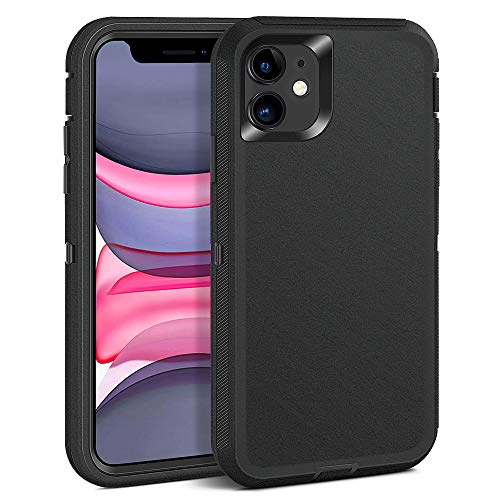 MAXCURY for iPhone 11 Case, Heavy Duty Shockproof Full Body Protection Phone Case for Men & Women, Hard PC Bumper + Soft TPU Silicone Rubber Back Cover for iPhone 11 6.1 inch (Black) - color: Black