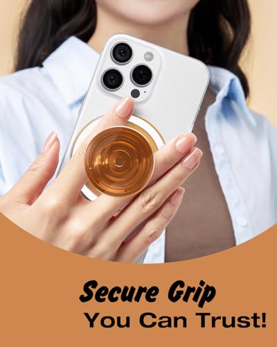Svanove Magnetic Phone Grip Compatible with Magsafe, Mag Safe Translucent Clear Grip Collapsible Kickstand for iPhone Samsung Pixel, Cute Transparent Silicone Removable Phone Stand Holder, Brown - color: Brown, style: Magnetic