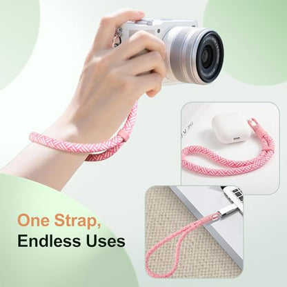 SHANSHUI Phone Lanyard Wrist Strap, Adjustable Wristlet Strap for Around The Hand With Tether Tabs Compatible for iPhone Android Smartphones-4PCS Black Pink - color: Black+multi-color Pink