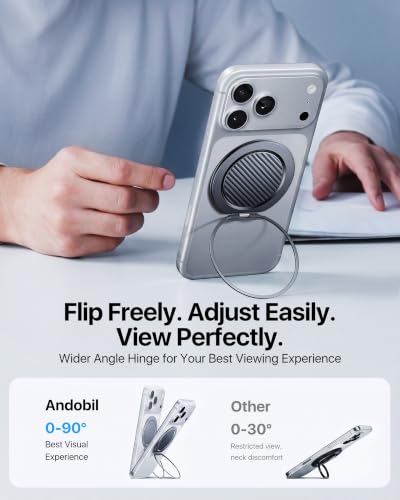 andobil [2026 Ultra-Thin] Magnetic Phone Ring Grip Holder for MagSafe, Grey - color: Space Grey Carbon Fiber