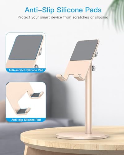 OMOTON CA04 Aluminum Tablet Phone Stand, Adjustable Desk Stand Gold - color: Gold