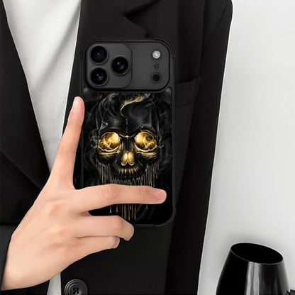 case for iPhone 17 Pro,Compatible with Magsafe,All-Round Protection Shockproof Anti-Scratches TPU Case Cover-Gold Black Skull - color: Gold black skull, size: IPhone 17 Pro
