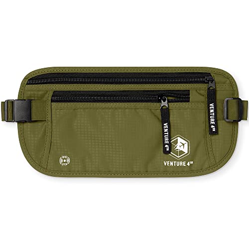VENTURE 4TH Travel Money Belt, RFID Blocking Passport Holder - Green - color: Green