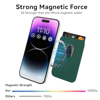 Magnetic Wallet Cell Phone Card Holder for Phone Case with Mag-Safe | Stronger Magnetic RFID Leather Phone Wallet Stick on Series of iPhone 17/16/15/14/13/12 and Pro/Promax, Emerald - color: Emerald, size: 1 Pack