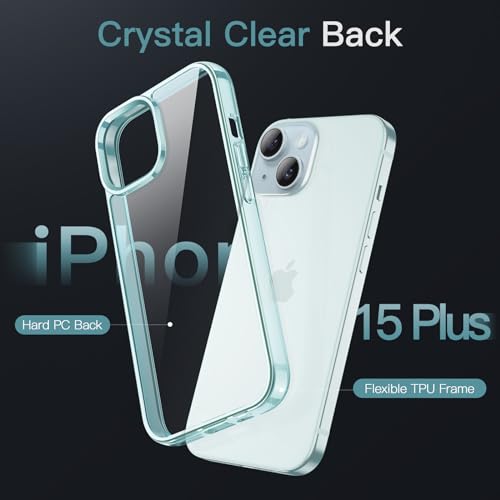 JETech Case for iPhone 15 Plus 6.7-Inch, Non-Yellowing Shockproof Phone Bumper Cover, Anti-Scratch Clear Back (Blue) - color: Blue, size: iPhone 15 Plus