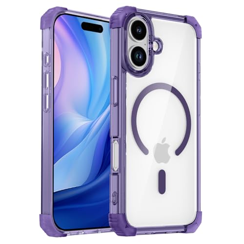 Magnetic Clear Case for iPhone 17 Case Crystal Clear, [Anti-Yellowing][Military-Grade Protection], Shockproof Protective Bumper Cute Transparent Slim, Compatible with MagSafe, Clear Purple - color: Purple, size: for iPhone 17