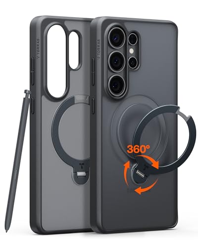 TORRAS Q3 Spin for Samsung Galaxy S26 Ultra Case with 360 Magnetic Stand, Compatible with Magsafe, 4X Military-Grade Shockproof S26 Ultra Phone Case with Kickstand, Translucent Frosted Black - color: Matte Black, size: S26 Ultra