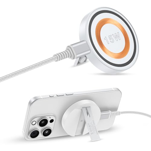 Magnetic Charger for Samsung Wireless Charger Fast Charging Pad Magsafe Wireless Charger Phone Charger Stand for Samsung S25 Ultra S25 Plus S25 S24 S23 S22 S21 S20,iPhone 17Pro Max 16 Plus 15 14 13 12 - color: White