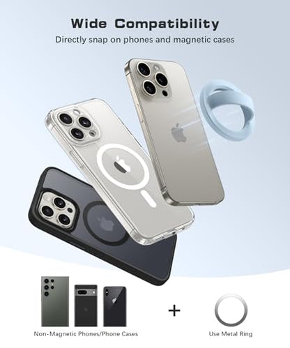Magnetic Phone Grip, Removable Loop Grip with Soft Finger Strap, Silicone Phone Ring Holder for Back of Phone for iPhone 16/15/14/13/12 Pro Max/Plus, Blue - color: Blue