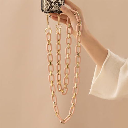 Phone Crossbody Chain Cell Phone Lanyard,Acrylic Shouder Strap Universal Phone Chain Strap with Phone Tether Patches Compatible with Most Phones Bag Purse (Q) - color: G