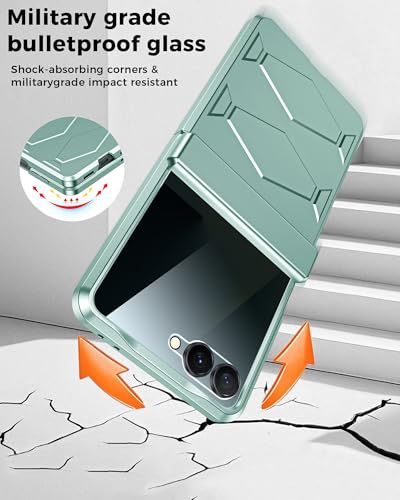 GooseBox for Samsung Galaxy Z Flip 7 Case,Built-in Privacy Screen Protector&Hinge Protection Shockproof All-Inclusive Smartphone Cover for Samsung Galaxy Z Flip 7(Mint Green) - color: Flip7-Mint Green FKP