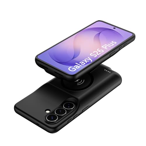 Battery Case for Galaxy S26 Plus, 12000mAh High Capacity Portable Rechargeable Protective Case Support Wireless Charging Compatible with Galaxy S26 Plus (6.7 inch) Extended Battery Charger Cover-Black - size: Galaxy S26 Plus