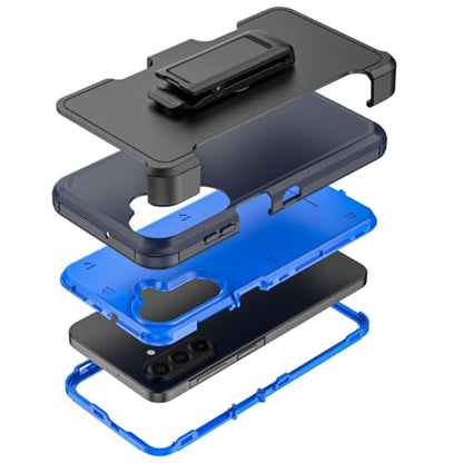 Rugged Phone Case for Samsung Galaxy A18/A17 Blue | Belt Clip Holster & Kickstand Heavy Duty Shockproof Protective Full Body Case (Blue) - color: Blue