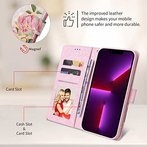 UEEBAI Wallet Case for Samsung Galaxy S22 Ultra 5G, PU Leather Kickstand RFID Blocking Flip With Card Slots, Wrist Strap, Relief Engraved Pattern, Magnetic Closure - White Rose Flower Folio - color: White Rose, size: Samsung Galaxy S22 Ultra 5G