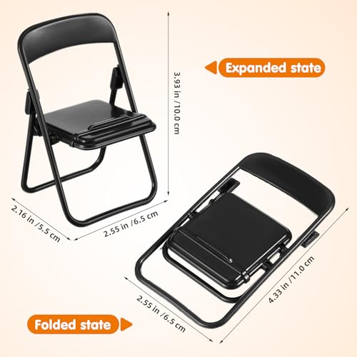 SHINEOFI 12 Pcs Mini Folding Chair Cell Phone Stand,Doll House Folding Chair Models,Hands-Free Portable Desktop Stand Cute Decor for Smartphone Tablet Dollhouse Decoration