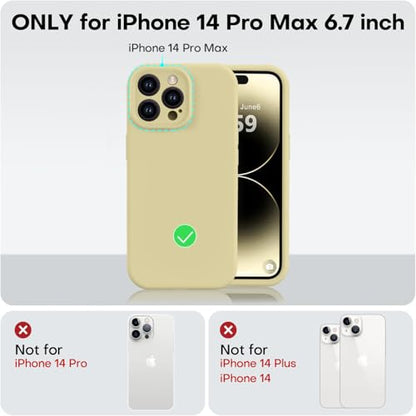 Vooii Compatible with iPhone 14 Pro Max Case, Liquid Silicone Upgrade [Camera Protection] [Soft Anti-Scratch Microfiber Lining] Shockproof Phone Case for iPhone 14 Pro Max 6.7 inch - Creamy Yellow - color: Creamy Yellow, size: iPhone 14 Pro Max