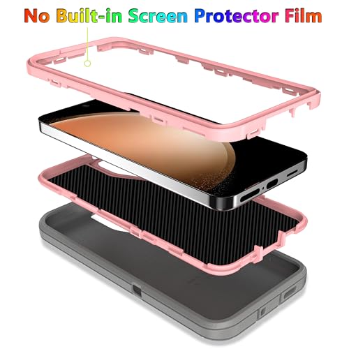 MXX Case Designed for S24 Plus Compatible with S25 Plus/ S24 Plus 3-Layer Super Full Heavy Duty Body Bumper Cover/Shock Protection/Dust Proof, case 5g 2024 (Gray/Pink) - color: Gray/Pink, size: Galaxy S24+ / S25+