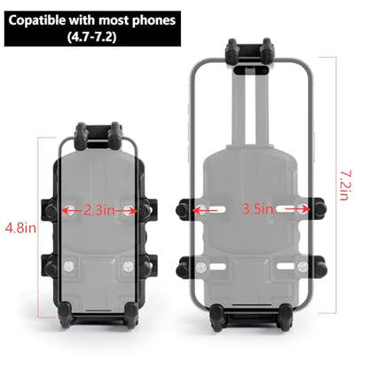 Universal Phone Mount Holder for Boat Motorcycle, with Vibration Dampener, Sun Shade, Aluminum Square Base & Medium Arm - Sunproof & Rainproof, Fits 4.7-7.2'' Smartphones