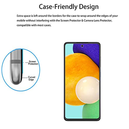 Easy Alignment Frame Designed For Samsung Galaxy A52 5G / 4G Tempered Glass Screen Protector 2-Pack Camera Lens Protector Film 2-Pack