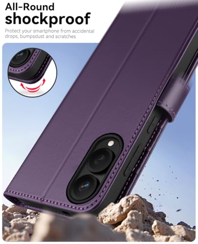 OCASE Compatible with Galaxy S25 Edge Wallet Case, PU Leather Flip Folio Case with Card Holders RFID Blocking Kickstand [Shockproof TPU Inner Shell] Protective Phone Cover 2025, Dark Purlple - color: Dark Purple, size: Samsung Galaxy S25 Edge