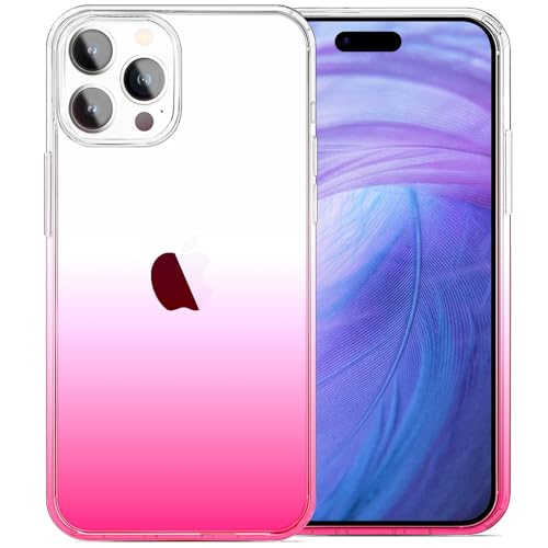 JJGoo Compatible with iPhone 15 Pro Case Clear, Soft Clear Fiexible TPU Phone Cases, Shockproof Transparent Bumper Cover Slim Thin Phone Case, Gradient Pink - color: Gradient Pink