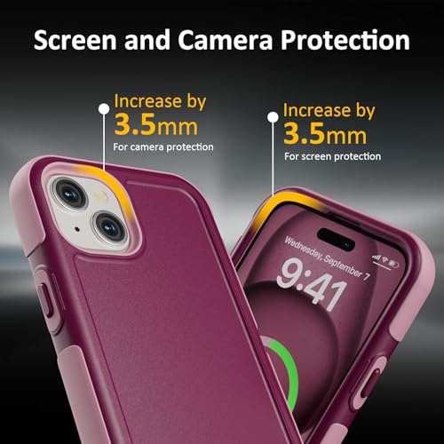 Follaroma Magnetic for iPhone 15 Case, Heavy Duty Cases, Purple Pink,6.1" | Compatible with MagSafe, Heavy Duty Shockproof,Military-Grade Anti-Drop Protective,Dual Layer Magnetic Protection Phone Cover - color: Purple Pink, size: iPhone 15 6.1''
