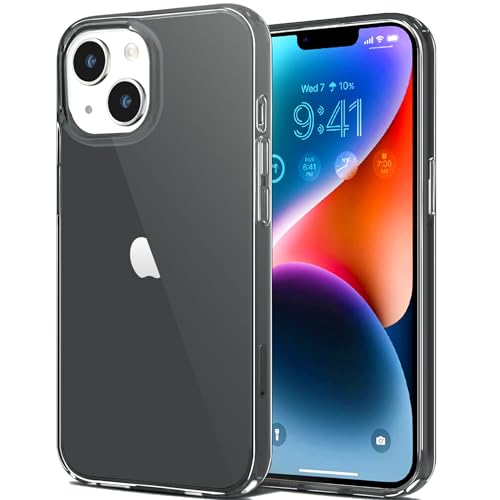 JJGoo Compatible with iPhone 14 Case Clear, Soft Shockproof Protective Slim Thin Phone Bumper Cover Transparent Phone Case, Translucent Black - color: Black