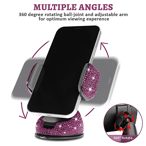 eing Car Phone Mount Cell Phone Holder with One More Air Vent Base,Bling Crystal Universal Phone Mount Holder Cradle for Dashboard,Windshield and Air Vent,Purple - color: G-Purple
