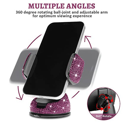 eing Car Phone Mount Cell Phone Holder with One More Air Vent Base,Bling Crystal Universal Phone Mount Holder Cradle for Dashboard,Windshield and Air Vent,Purple - color: G-Purple