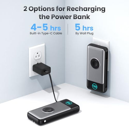 Portable Charger for iPhone with Built-in Cables and AC Wall Plug,26800mah Fast Charging USB C Power Bank,25W PD Travel Essential Battery Pack for iPhone 17/16/15/14/13,Galaxy,Apple Watch (Black) - color: Black