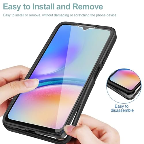 for Samsung Galaxy A07 Clear Case with Screen Protector QB Black