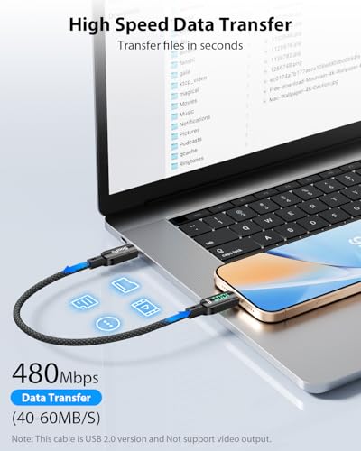 SOOPII 4-Pack 100W Short USB C to USB C Cable with LED Display, 0.7Ft PD Fast Charging Nylon Braided Cord, Compatible with Phone,Tablet,Laptop,Ideal for Charging Station and Power Bank(Black) - size: 4P(100W+LED)