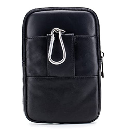Leather Waist Pack Phone Belt Bag for Men Loop Holster Wallet Cellphone Case Pouch Pack Clip Money Purse - color: #02black