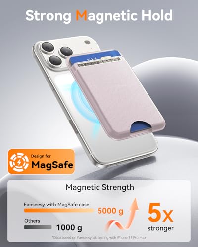 for MagSafe Wallet, 5 Card Holder, Slim Leather Magnetic Wallet for iPhone 17/16/15/14/13/12 Pro Max Plus Air Series, 1 Card Slots & 1 Cash Slot,Pink - color: Pink