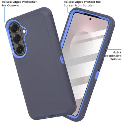 Compatible for Samsung S26 Rugged Case with Belt Clip Holster & Built-in Screen Protector, Heavy-Duty Full-Body Shockproof Cover, Military-Grade Protective Phone Case (Blue) - color: Blue