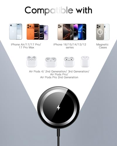 for Mag-Safe Charger, Magnetic Wireless Charger, Black - color: Black