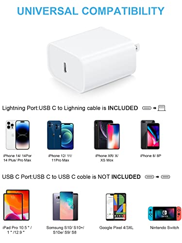 10FT iPhone 14 13 12 11 Charger 20W USB C Charger Block with Cable [2 Pack] - color: 2+2Pack 10FT, size: 10FT 2Pack