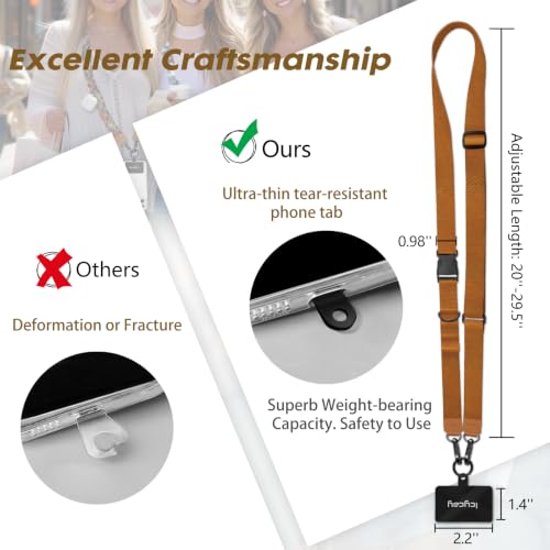 Icycay Phone Lanyard Crossbody Strap Adjustable Teacher Women Golden Brown - color: 1 Golden Brown