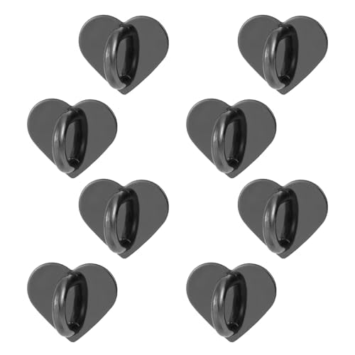 Gosknor 8pcs Heart Cell Phone Ring Holder, Cute Phone Charm Hooks Adhesive Smartphone Finger Ring Grip Sticky Metal Loop Stand for Cellphone Case Pad Tablet DIY Accessories (black) - color: black